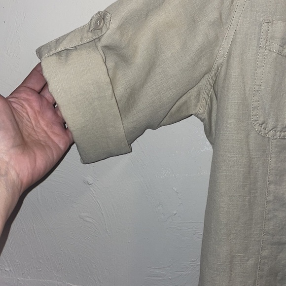 L.L Bean Woman's Signature Camp Shirt Linen Dress, Button-Front Sz L Knee Length - Picture 8 of 10